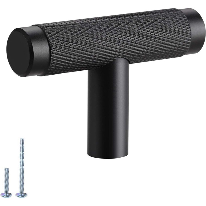 Butoni mobila, set 20 bucati, aliaj aluminiu-zinc, 50 mm, negru