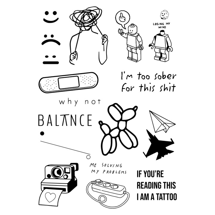 Tatuaj temporar, Flash Tattoos Romania, Mind, rezistent la apa, aplicare rapida, 21 x 15 cm