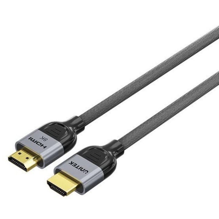 HDMI 2.1 кабел, 5м, 48 Gbit/s, 7680x4320, черен/сив