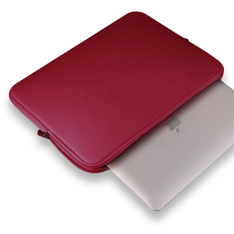 Husă neopren roșie, pentru laptop 14 inch, impermeabilă, ușoară