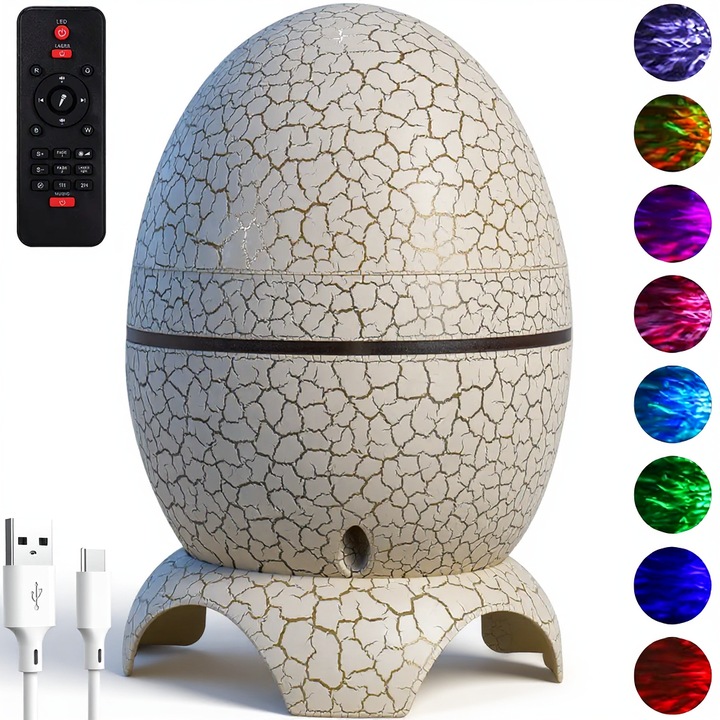 Proiector de stele, efecte galactice, 8 culori, 15x10cm, alimentare USB