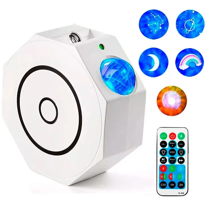 Proiector de stele, 3D, cu telecomanda, 13,8x13,8x5,7cm