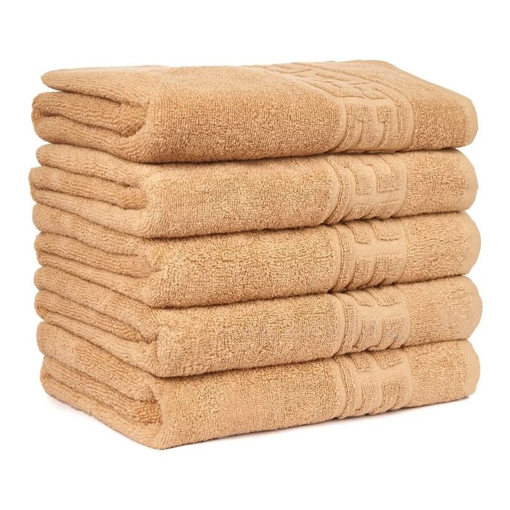 Set 5 Prosoape Rotop, Bumbac 70 x 130 cm, Maro