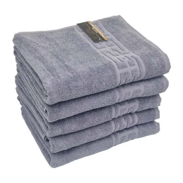 Set 2 prosoape de baie mari, 70x130cm, 100% bumbac, gri