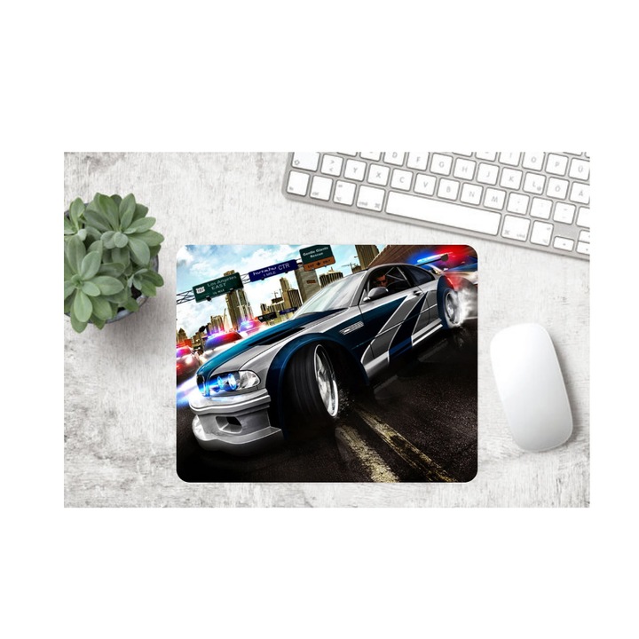 Mousepad NFS Gaming & Office, Suprafață Textilă, Baza Cauciucată Antiderapantă, 22x18cm