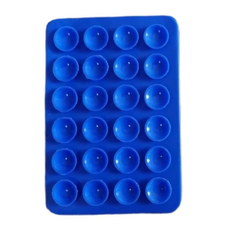 Suport telefon Lemontti Silicon cu ventuze, Albastru, reutilizabil, flexibil