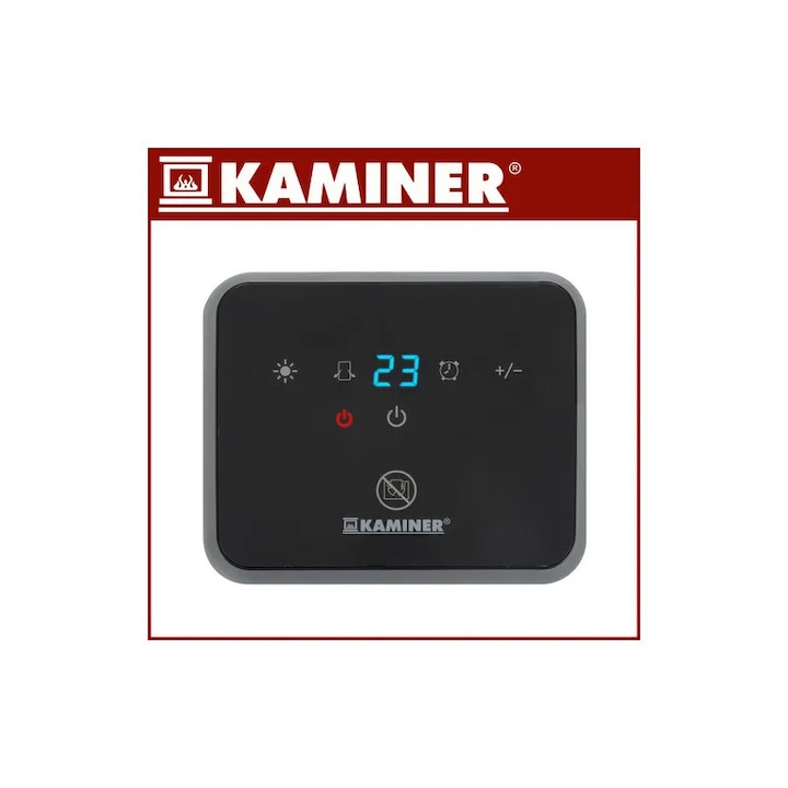 Вертикален керамичен радиатор Kaminer, 1500W, регулируем термостат 10-49C, таймер 1-24 часа, черен, 45x20x20см
