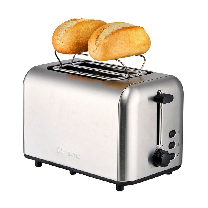 Тостер Clatronic, 2 филии, 6 степени, инокс, 28x17x15см