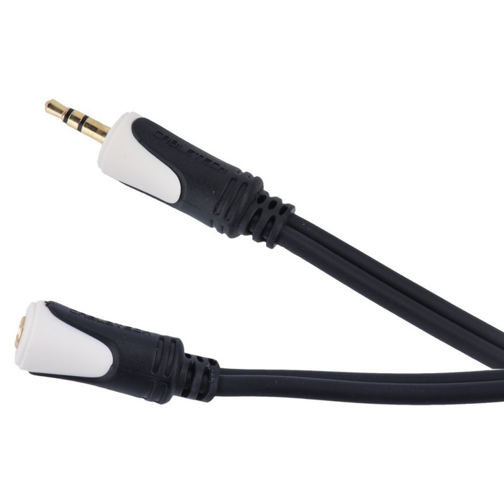 Cablu audio stereo Cabletech, 3.5mm, 1.8m, negru/alb