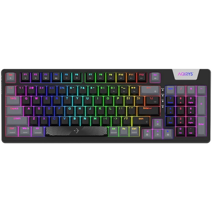 Tastatură mecanică Aqirys Adara, 95 taste, iluminare RGB, compactă 387x140x45mm, culoare neagră, design Gasket-Mount