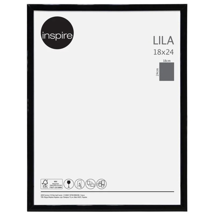 Rama foto Luxens, Inspire Lila, 18x24 cm, plastic, negru
