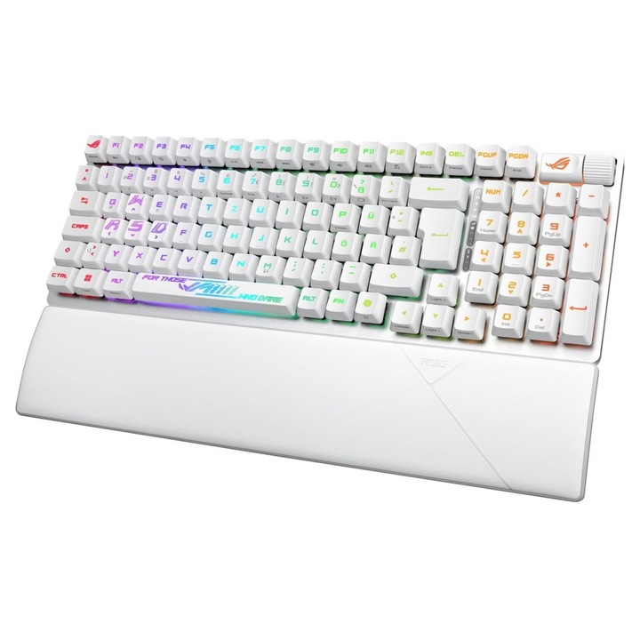 Tastatura gaming, 96%, RGB LED, multicolor, alb, 2m, USB Type-C
