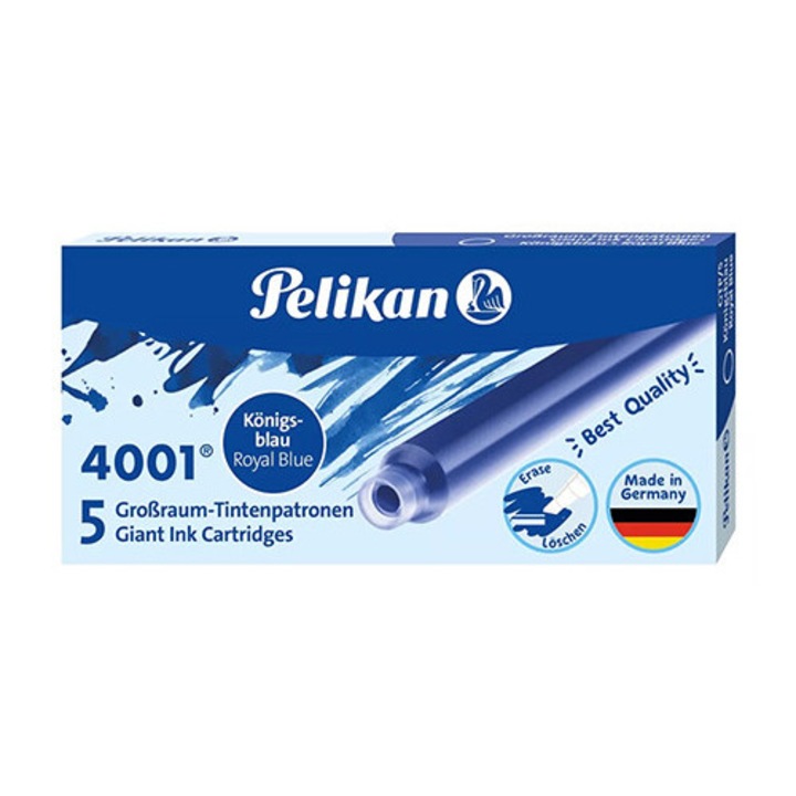 Cartușe Cerneală Mari, Pelikan, Albastru, set 5 bucăți