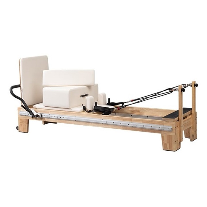 Aparat Multifunctional Reformer Profesional Pilates din Lemn – Masa Pilates pentru Tonifiere, Flexibilitate si Postura Corecta, Echipament Fitness Premium pentru Acasa sau Studio