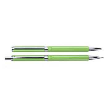 Set pix si creion mecanic, Verde/Argintiu cu dungi albe, SE404V Set pix si creion mecanic, Verde/Argintiu cu dungi albe, SE404V