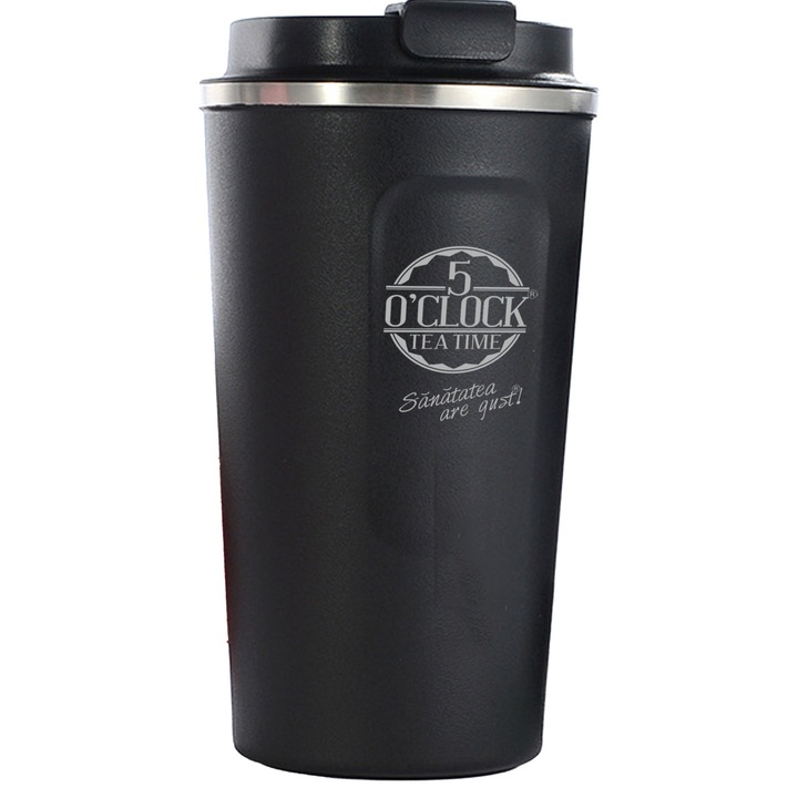Pahar termos, 5 O’Clock Tea, Termo2GO, 500 ml, Negru