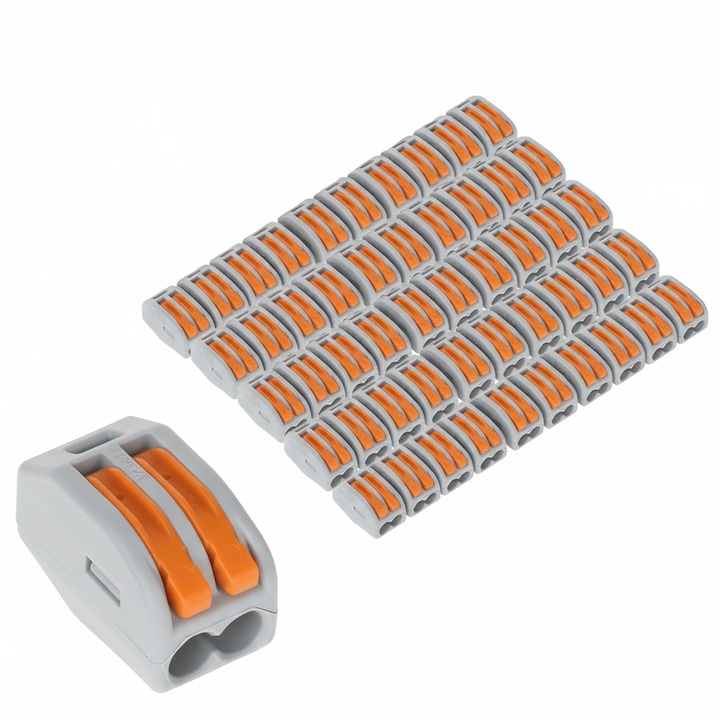 Set 50 Conectori rapizi Onuvio, tip 222-412, 2 pini, curent maxim 32A, temperatura de lucru pana la 105C