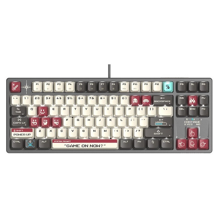 Tastatura mecanica Bloody S87 Pixels Red, 87 taste, switch-uri Red Plus, keycap-uri PBT, TKL, iluminare LED alba