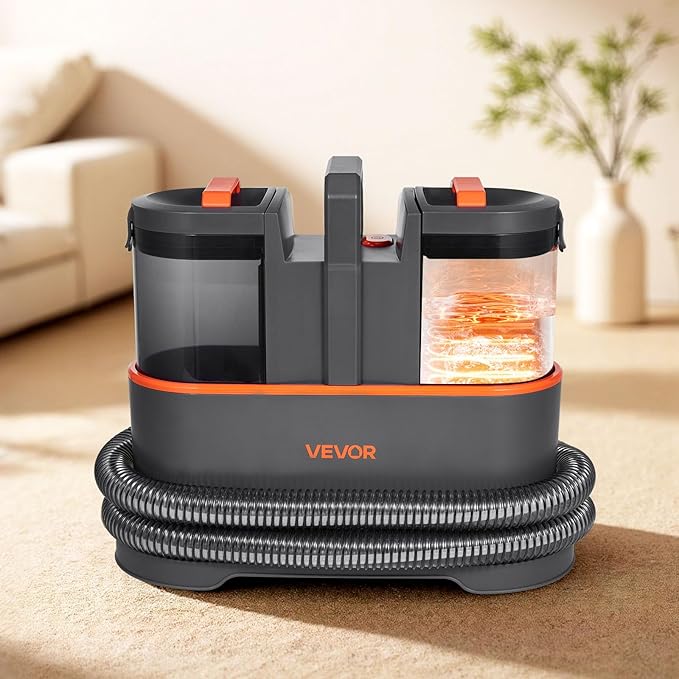 VEVOR Aspirator de curatat covoare, rezervor de apa curata de 1, 5 L si rezervor de apa murdara de 0, 8 L, aspirator portabil pentru tapiterii, aspirator de spalare cu putere de 11, 5 kPa