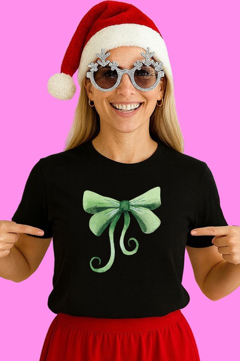 Tricou Dama Funda Verde Acuarela Lunga, Negru