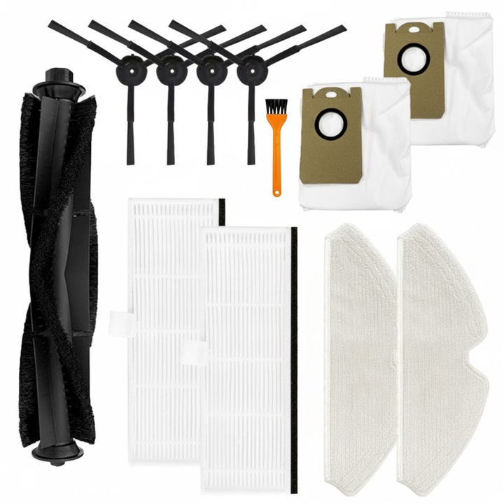 Set accesorii 12 in 1 pentru aspiratoare Bisanti, compatibil cu HONITURE Q6, LENOVO T1S, PROSCENIC M7 PRO, 2 filtre HEPA, 4 perii laterale, 2 mopi, 2 saci de praf