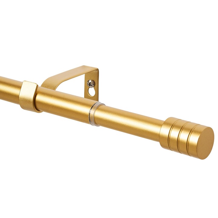 Bara perdea extensibila 76-200 cm, Metal, Aurie, Montare usoara, Suporta pana la 9.5 kg