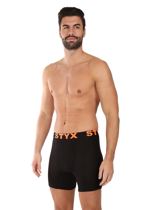 Boxeri barbati Styx lungi, negru, bumbac-sintetic