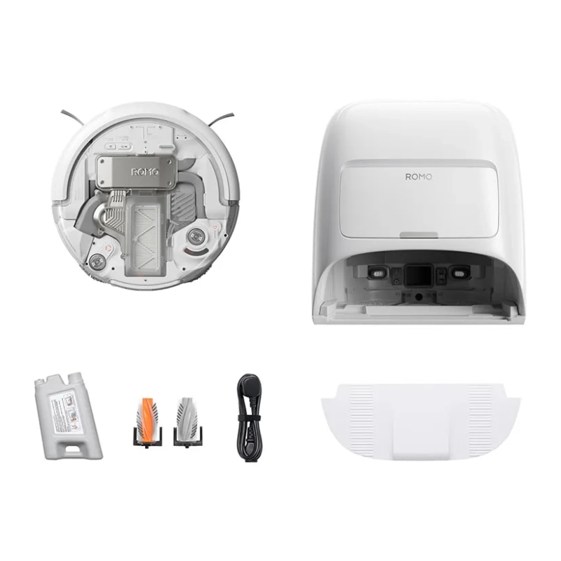 DJI Romo A Aspirator robot cu functie de stergere Statie de curatare Mapare camera 56, 64dB Alb