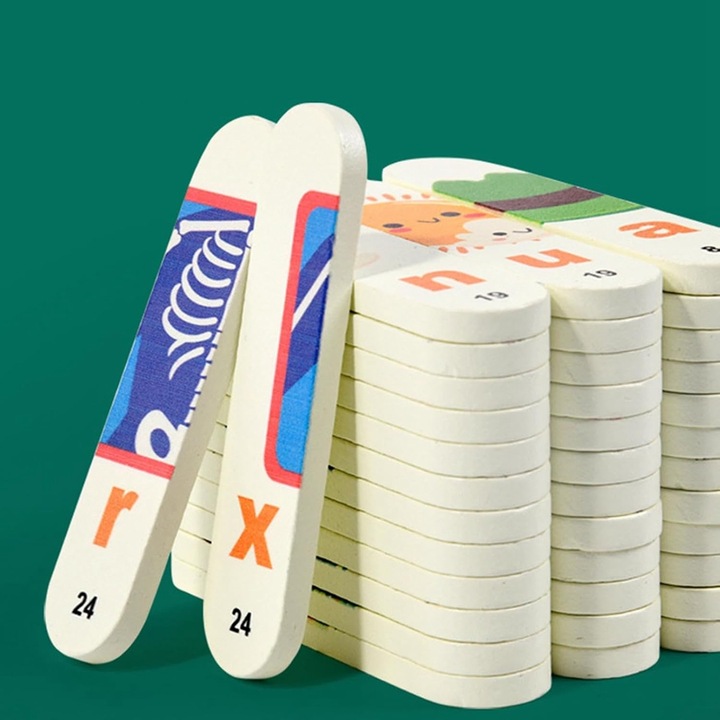 Joc educativ Kidsbele, joc de potrivire litere, dezvoltare cognitiva, lemn, 2-7 ani