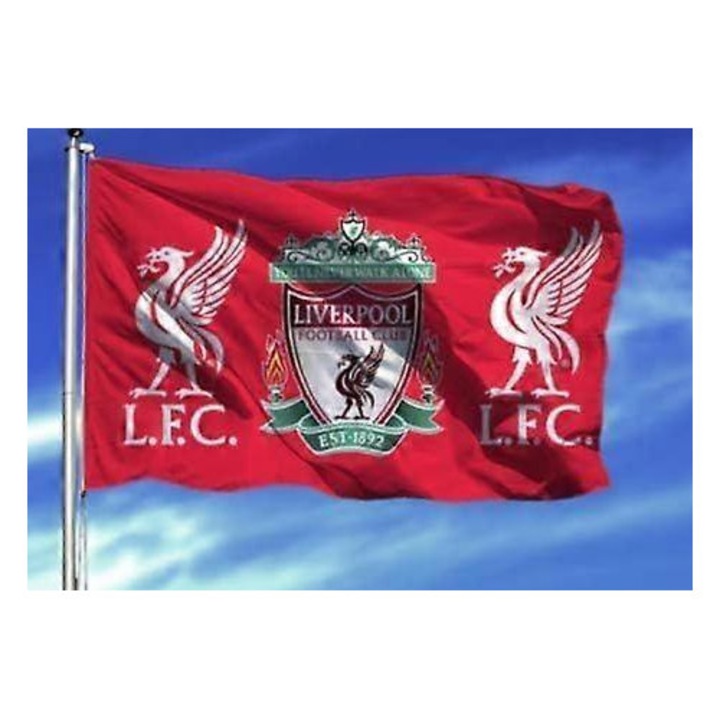 Флаг Liverpool L.f.c, 120x180cm, 100% полиестер, комплект за фенове