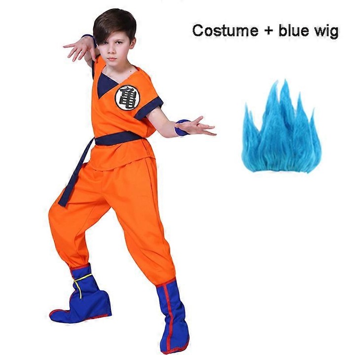 Costum Son Goku, set unisex, anime Dragon Ball, polyester, albastru, adult 170-L