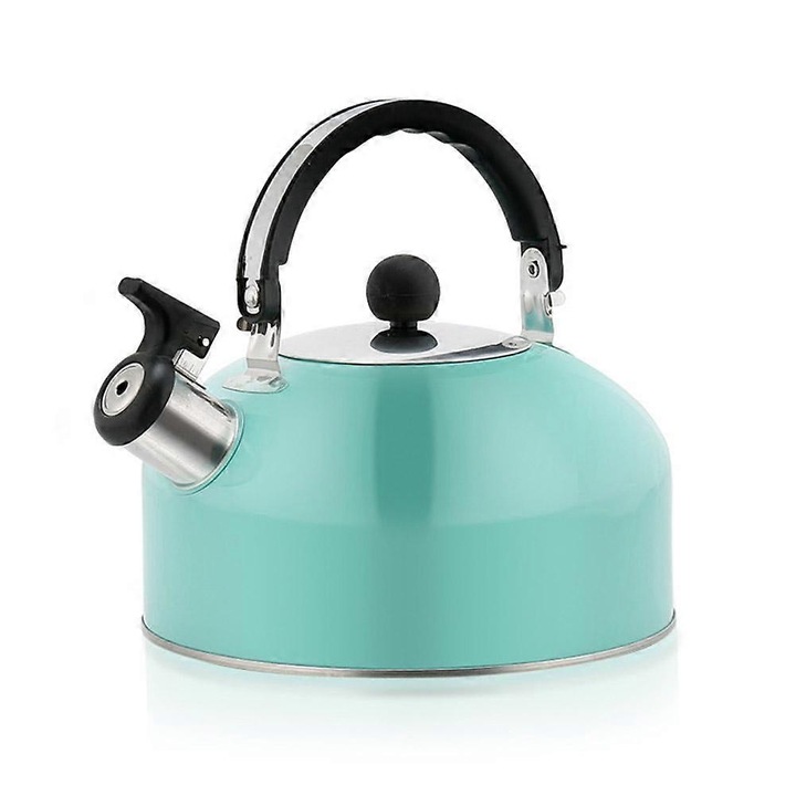 Ceainic fierbator cu fluier, otel inoxidabil 410, capacitate 3L, fund plat, cioc anti-picurare, albastru, 1 buc