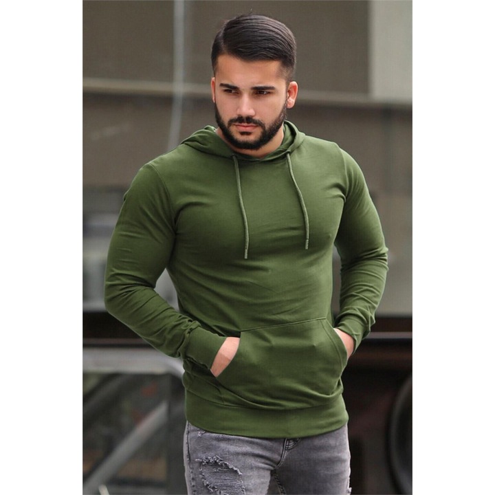 Férfi sport pulóverek, Poliészter, Madmext, 286586, Zöld, M