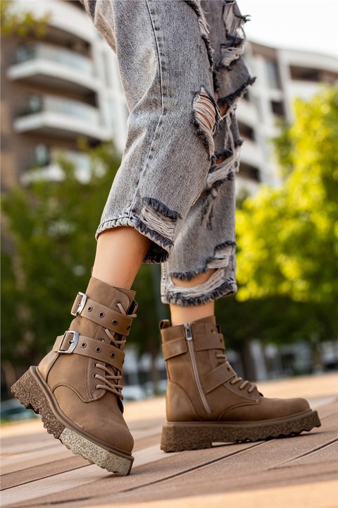 Cizme de damă, Piele ecologică, Moda Trend, 362964, vizon, 37