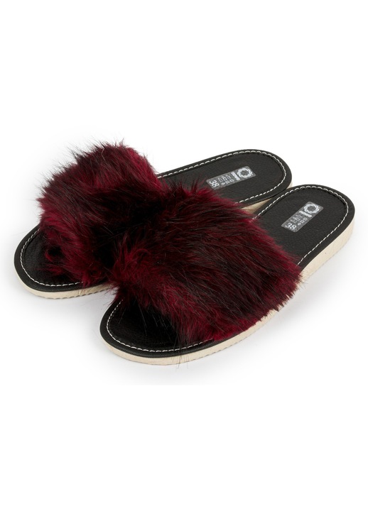 Női papucsok Flip Flops szőrmével Divatos papucsok és, Bordó, 41