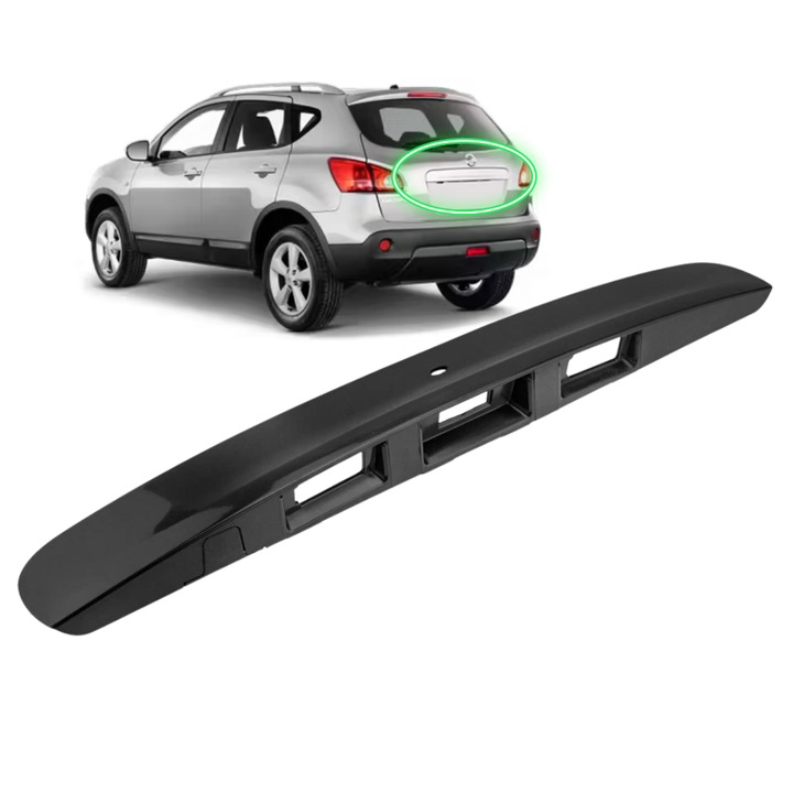 Mâner / bandă pentru portbagaj pentru NISSAN QASHQAI 1 J10 negru (cu cheie inteligentă, fără cameră)