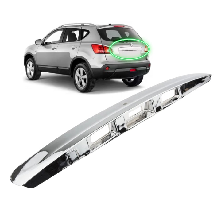 Mâner / bandou portbagaj pentru NISSAN QASHQAI 1 J10 crom (cu orificiu pentru cheie inteligentă, fără cameră)