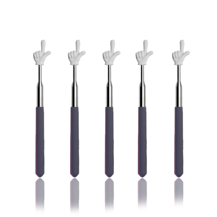 Set 5 instrumente didactice EMO, otel inoxidabil, telescopic, negru, 20cm