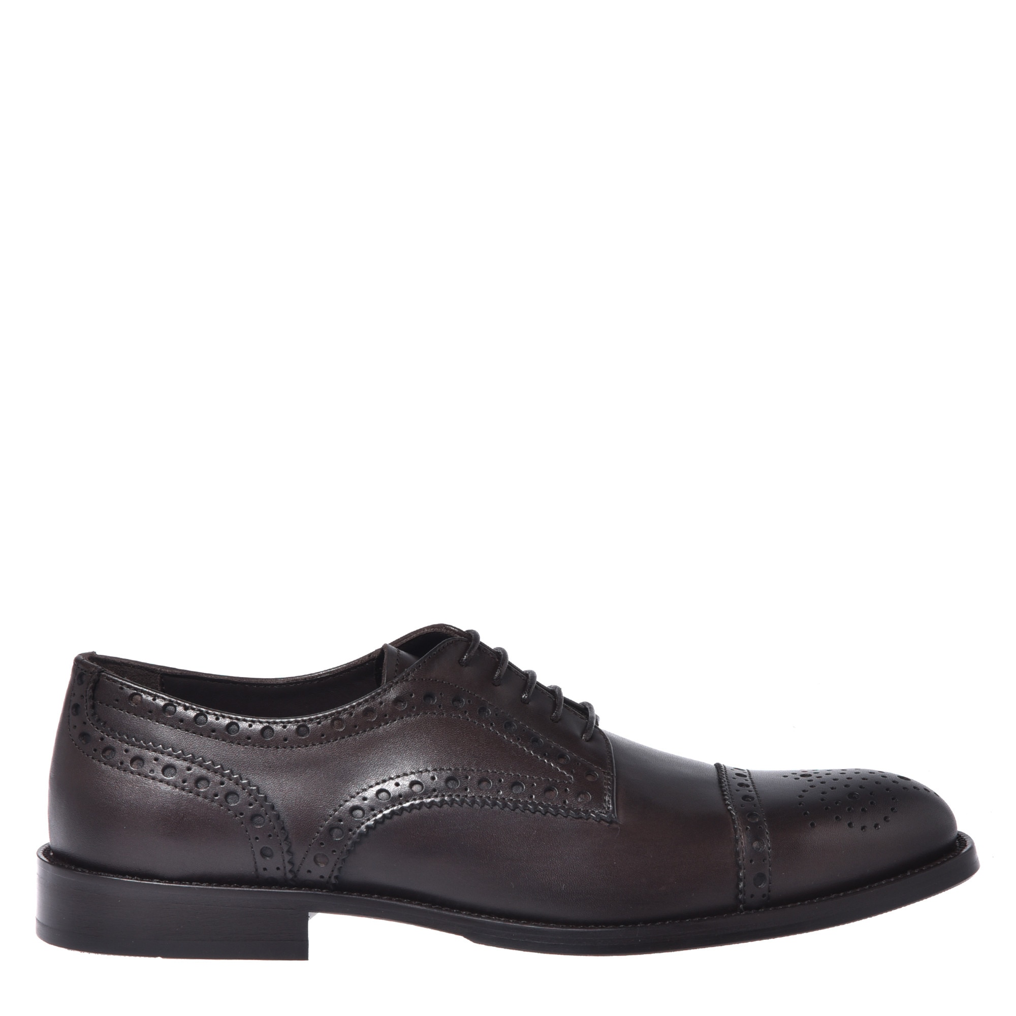 Baldinini, Pantofi derby din piele cu detalii perforate, Maro, 45