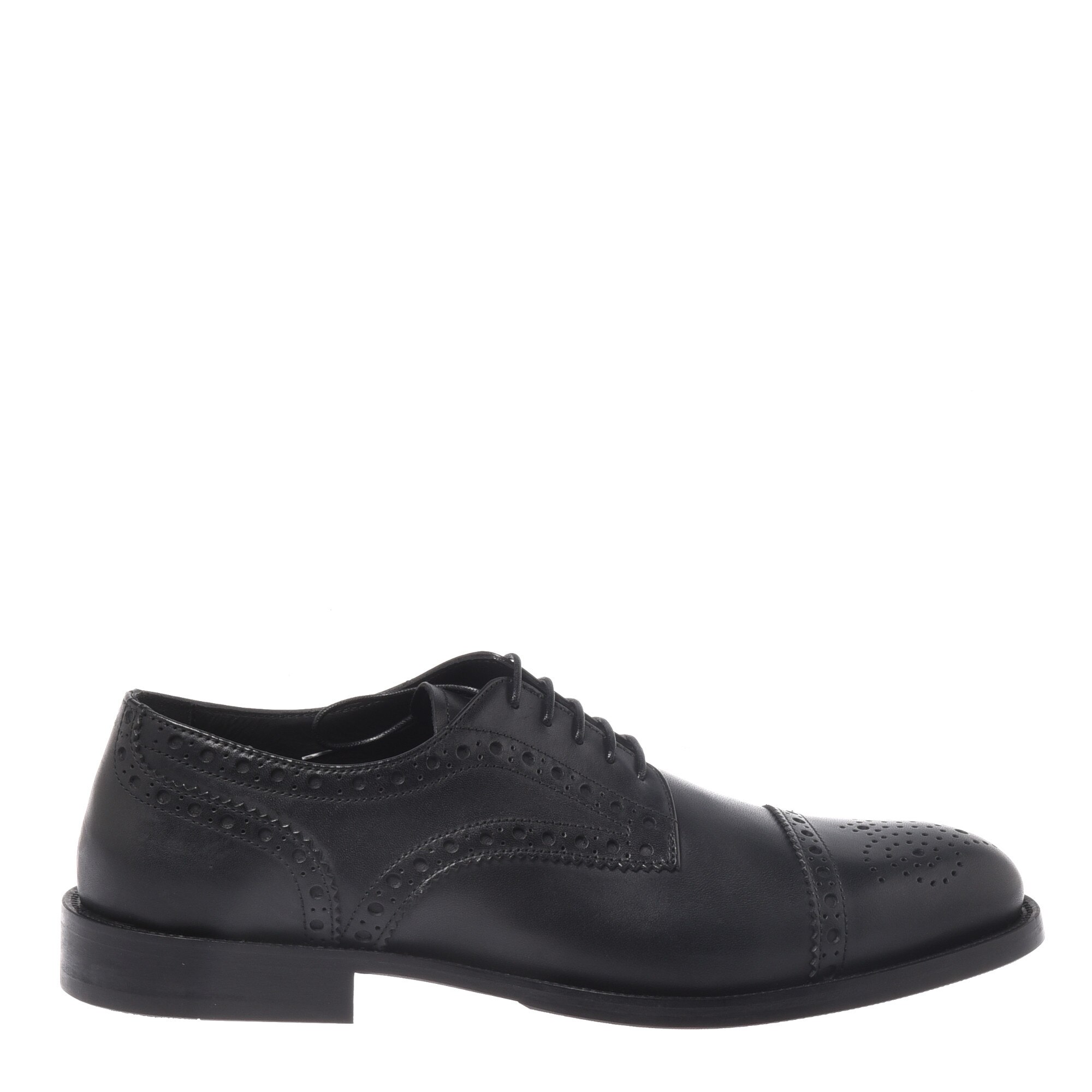 Baldinini, Pantofi derby din piele cu sireturi, Negru, 45