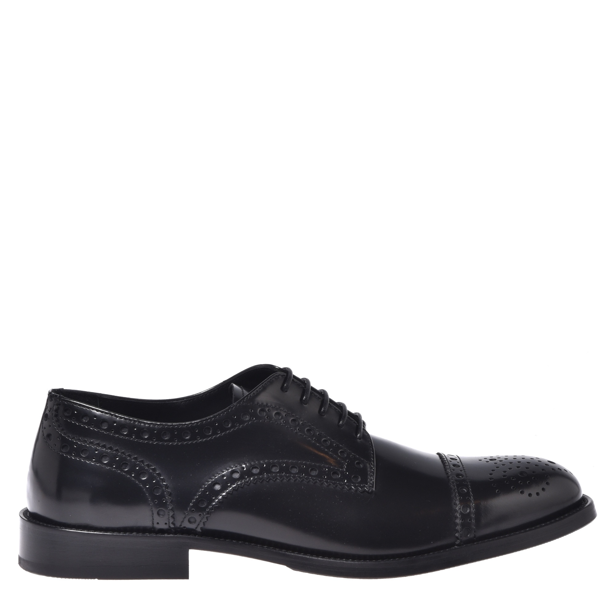 Baldinini, Pantofi derby din piele cu design perforat, Negru, 41