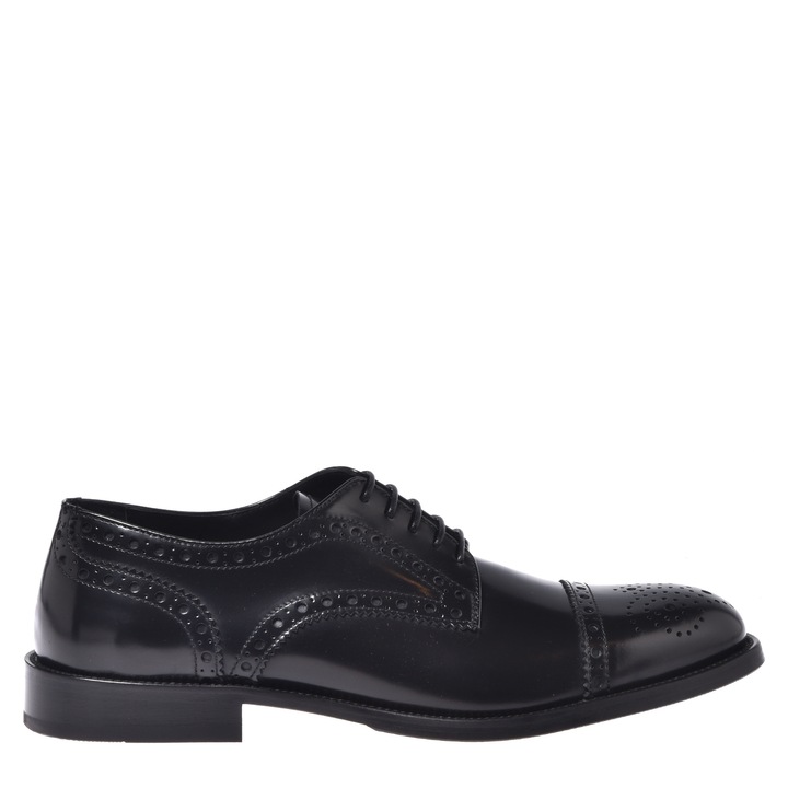 Baldinini, Pantofi derby din piele cu design perforat, Negru