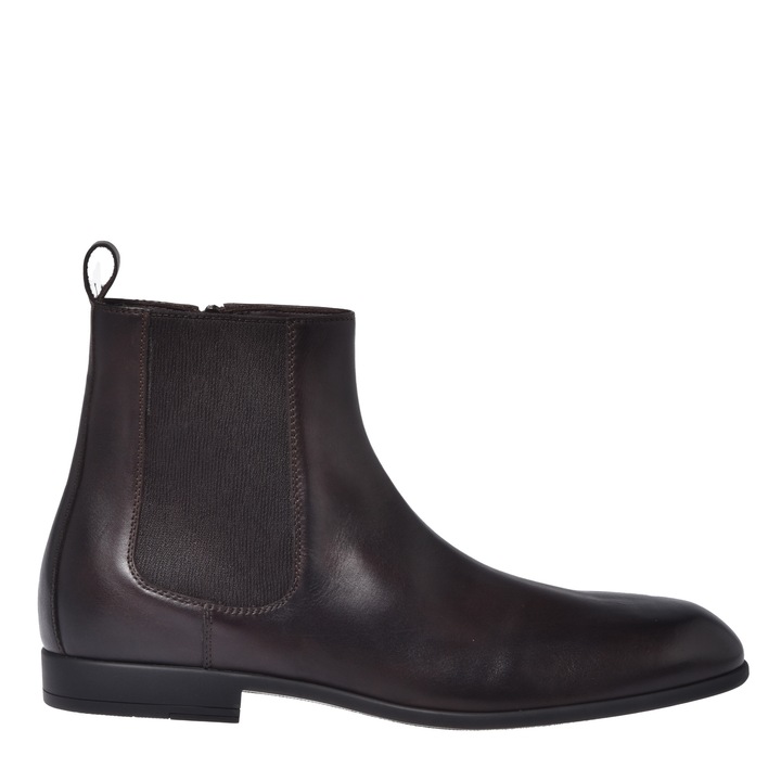 Baldinini, Ghete Chelsea din piele cu fermoar lateral, Maro inchis