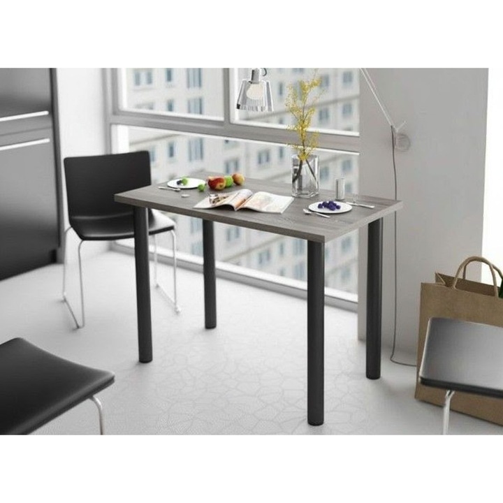 Трапезна маса ПДЧ 60х100см Дъб сонома сиво с метални крака