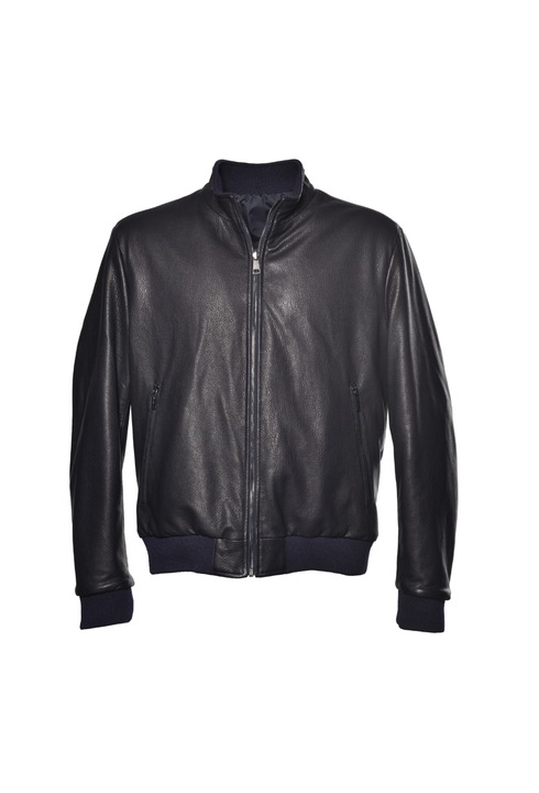 Baldinini, Jacheta uni din piele cu fermoar, Albastru