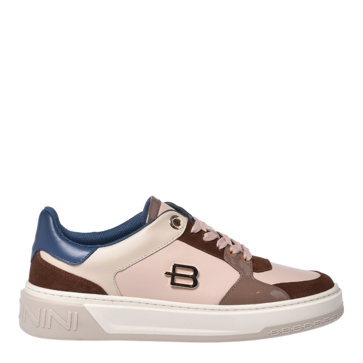 Baldinini, Pantofi sport din piele cu garnturi din piele intoarsa, Maro