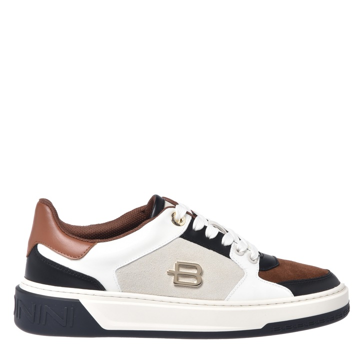 Baldinini, Pantofi sport flatform din piele cu garnituri din piele intoarsa, Negru