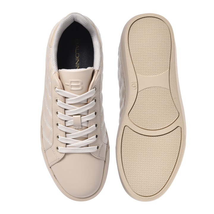 Baldinini, Pantofi sport low-cut din piele, Crem