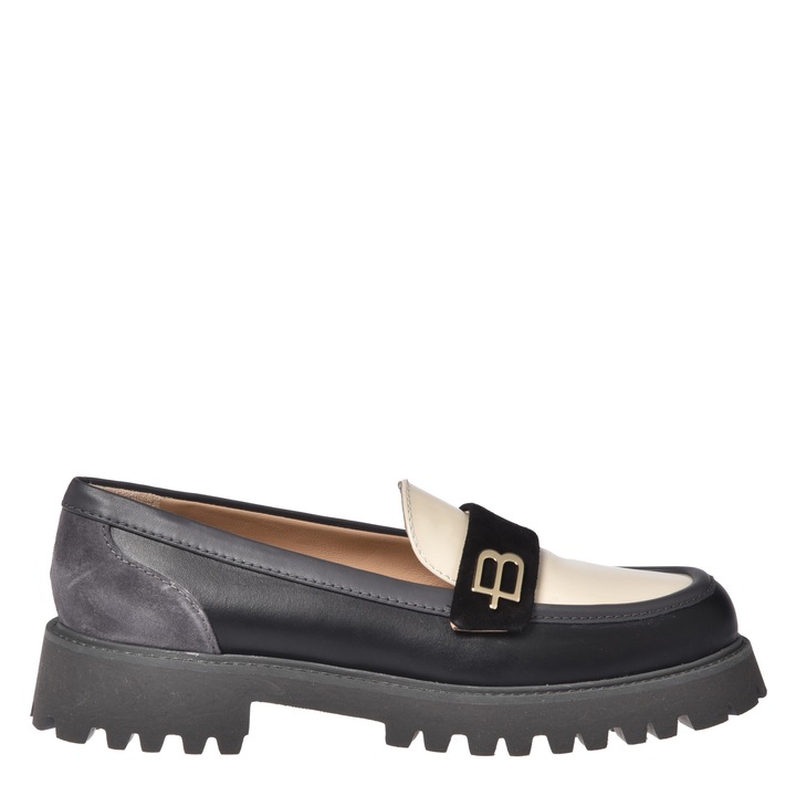 Baldinini, Pantofi loafer din piele cu garnituri contrastante, Negru