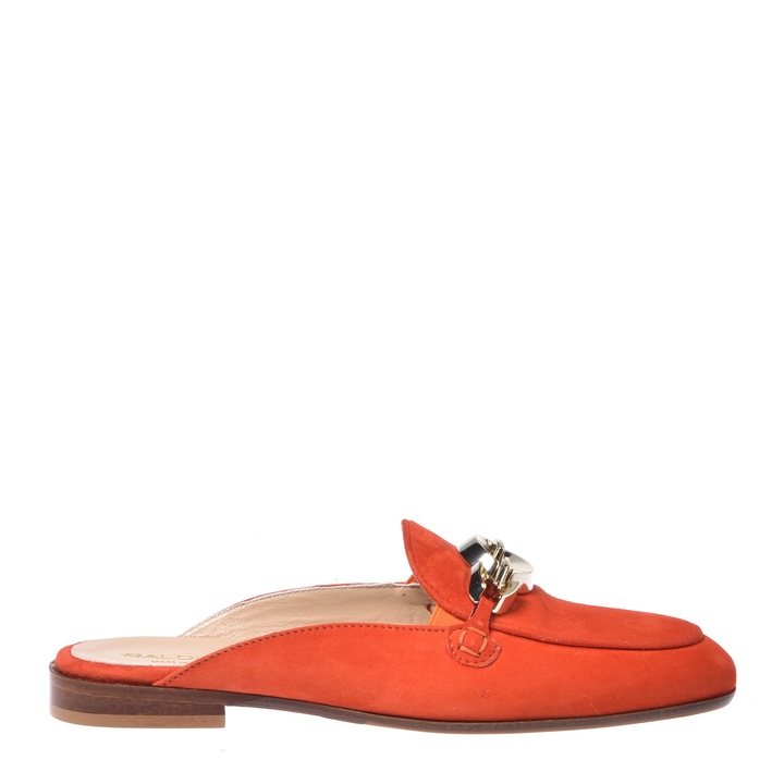Baldinini, Saboti din piele intoarsa cu detaliu din lant, Portocaliu mandarina